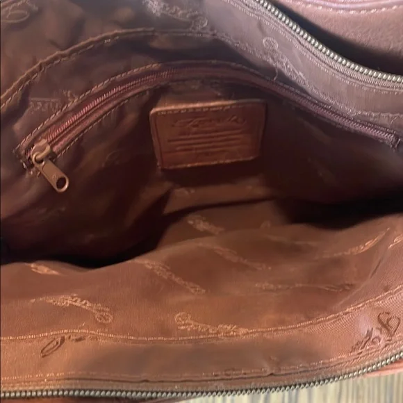 Brown Distressed Leather Vintage Fossil 1954 Key Shoulder Bag. - Picture 8 of 11